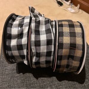 NWT 3 Jumbo Rolls of Buffalo Plaid Wired Ribbon